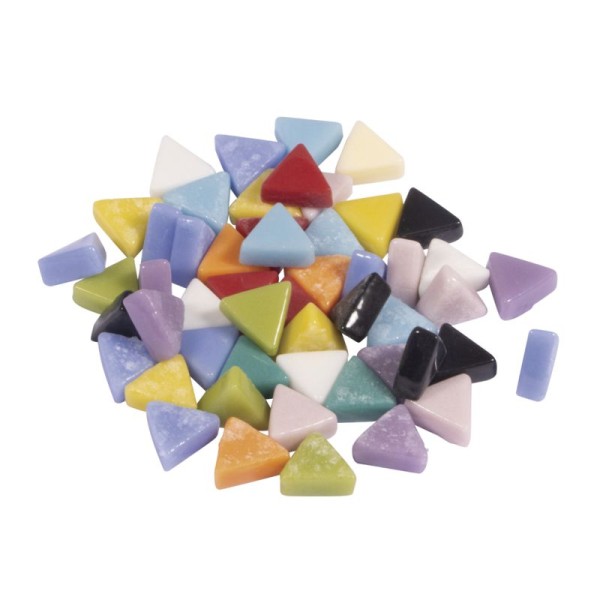 Dreieckige Mosaiksteine, 1 cm, bunt sortiert, Eimer ca. 1100 Stück / 500 g