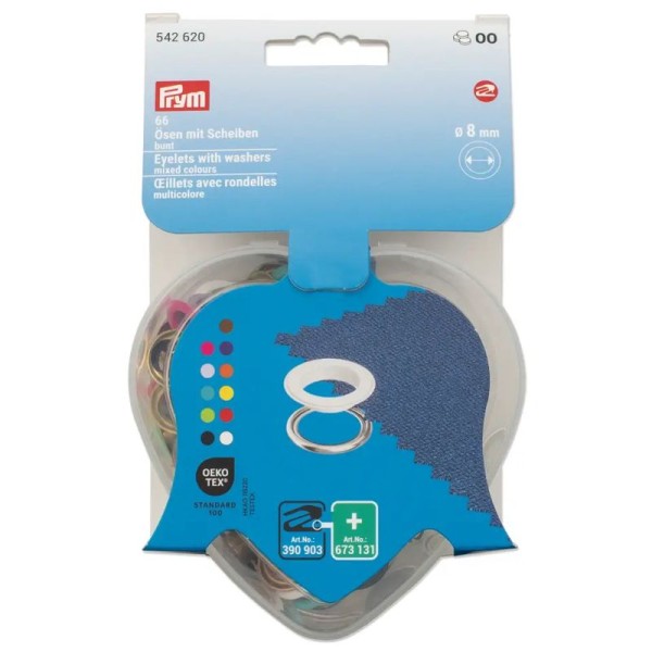 Ösen mit Scheiben bunt, Ø 8mm, 66 Stück