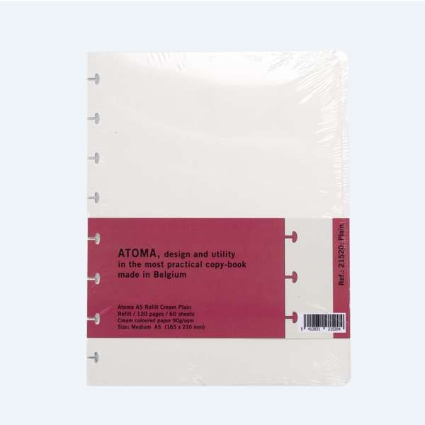 ATOMA REFILL DIN A5 90g/m² Cream Plain, blanko natur