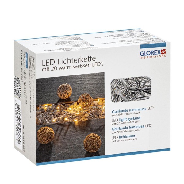 INDOOR 20er LED Lichterkette, Lichtfarbe: warm-weiß, bastelkiste.lu