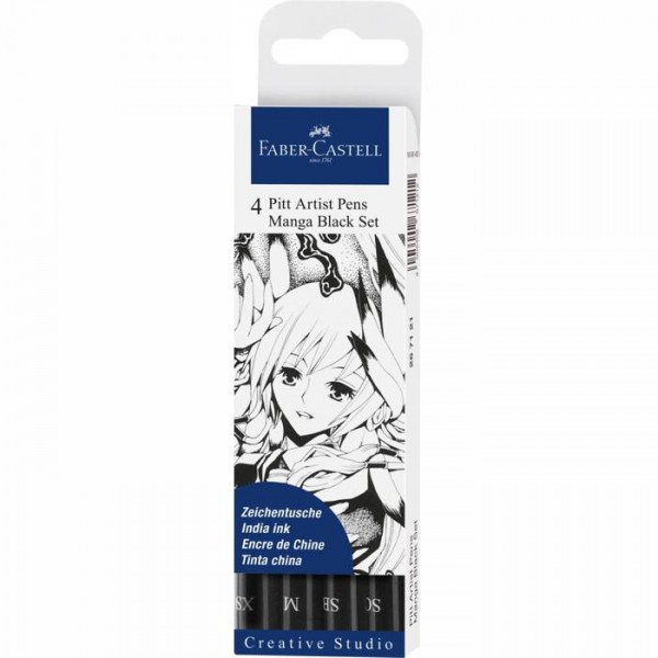Pitt Artist Pen Tuschestifte 4er Manga Black Set