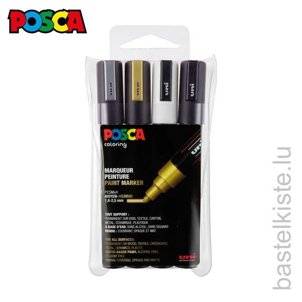 POSCA Acryl-Farbmarker 4er Set PC5M Ø 1,8 - 2,5 mm
