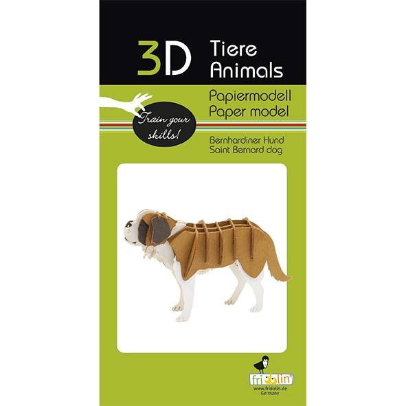 3D Papiermodell "Bernhardiner Hund" zum zusammenbauen