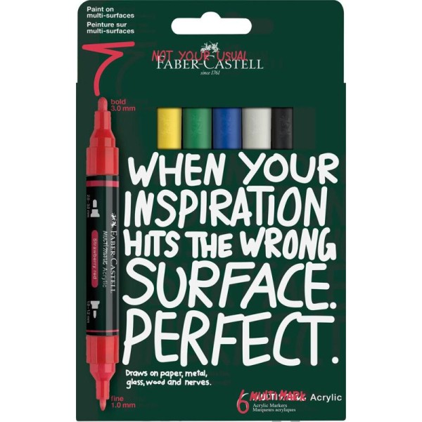 186003 Faber-Castell, Zweispitz-Marker, Acrylic Marker Multimark, 2-Spitzen Marker, bastelkiste.lu, Marker mit zwei Spitzen