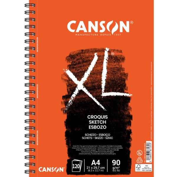 Canson XL Croquis Spiralbindung links Skizzenblock 90g/m², bastelkiste.lu