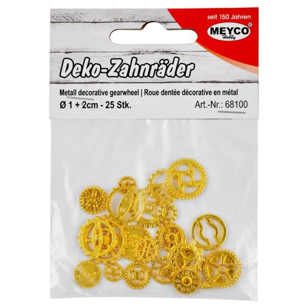 DEKO-Zahnräder "Gold" Ø 1-2cm, 25 Stück