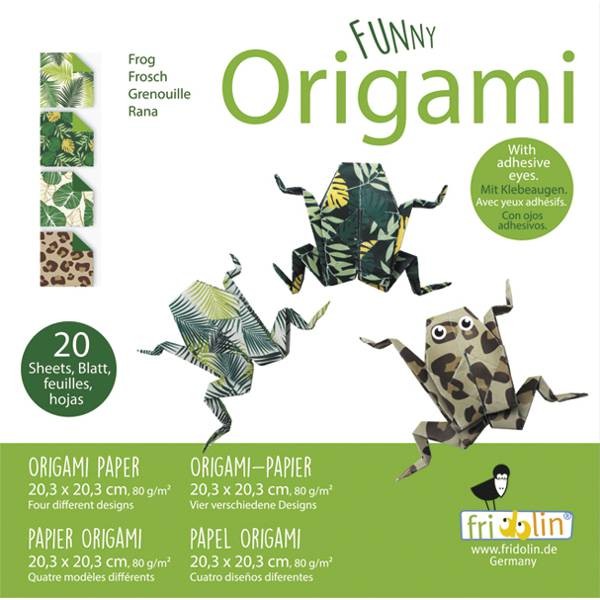 Origami Faltblätter 80g/m² 20,3x20,3cm - 20 Blatt "Frosch"