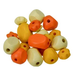 Holzperlen Farb-Form-MIX GELBMIX, 30 Stück