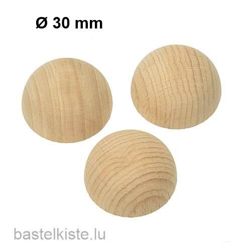 Rohholz Halbkugel Ø 30 mm, 50 Stück