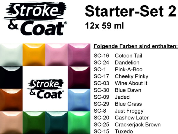 Mayco Glasur Stroke & Coat Probier-Set 2, 12x 59 ml