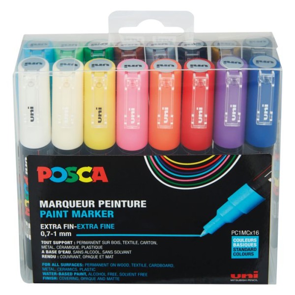 POSCA UNI Farbmarker 16er Set PC1MC Ø 0,7-1 mm