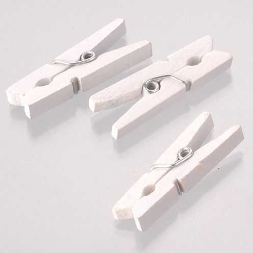 Mini Holzklammern weiß, 30 x 7,5 x 4mm, 40 Stück