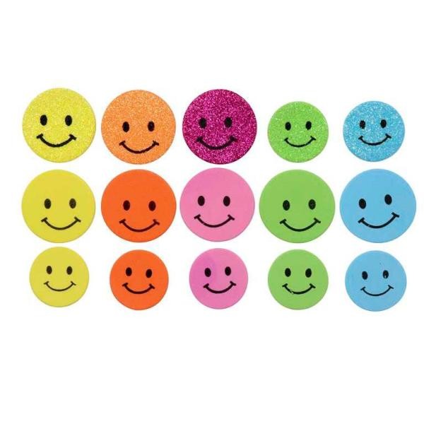 Selbstklebende Moosgummi Sticker Smileys, 30 Stück