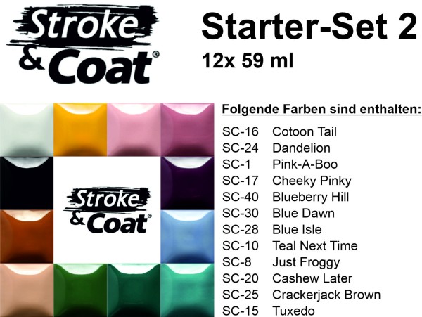 Mayco Glasur Stroke & Coat Probier-Set 2, 12x 59 ml