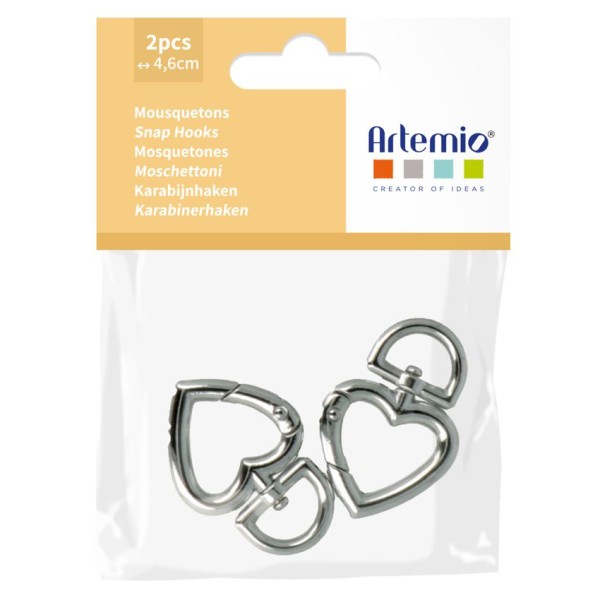 Karabinerhaken Herzform, 2 Stück, bastelkiste.lu