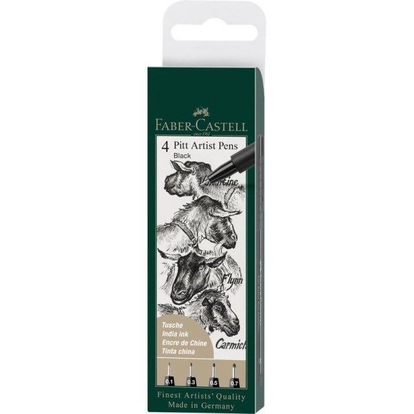 Tuschestift PITT artist pen 4er, XS, S, F, M schwarz